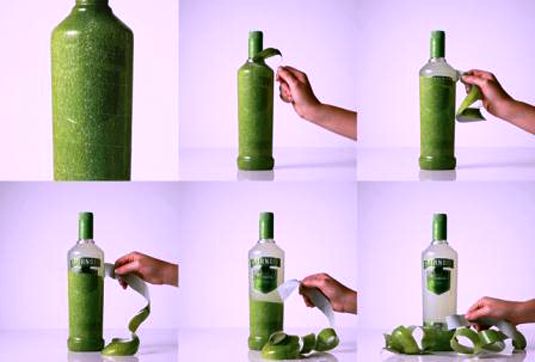Contoh desain kemasan unik menarik - packaging design - Smirnoff Caipiroska peelable bottle