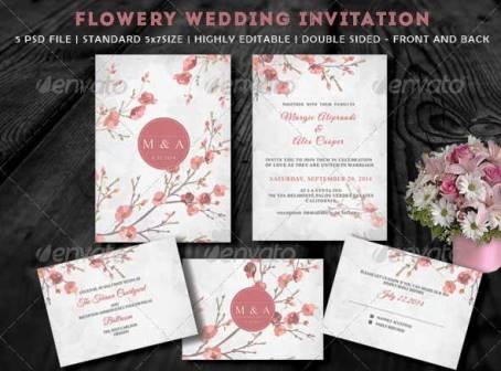 Contoh Desain Undangan Pernikahan Terbaik - Flowery Wedding Invitation