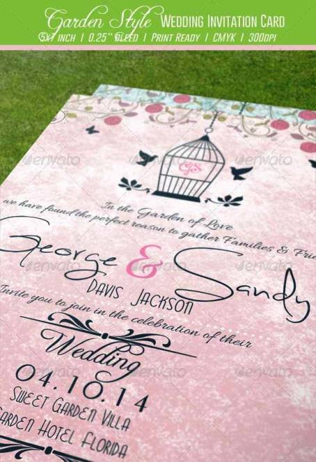 Contoh Desain Undangan Pernikahan Terbaik - Garden Style Wedding Invitation Card