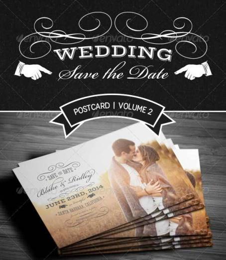 Contoh Desain Undangan Pernikahan Terbaik - Save The Date Postcard V2