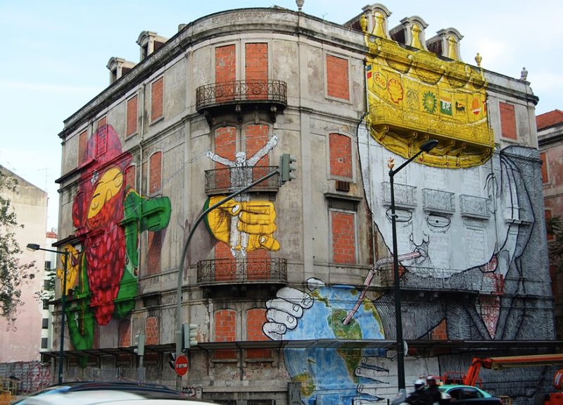 Seni Jalanan Lukisan  Mural di Kota  Lisbon di Portugal 3 