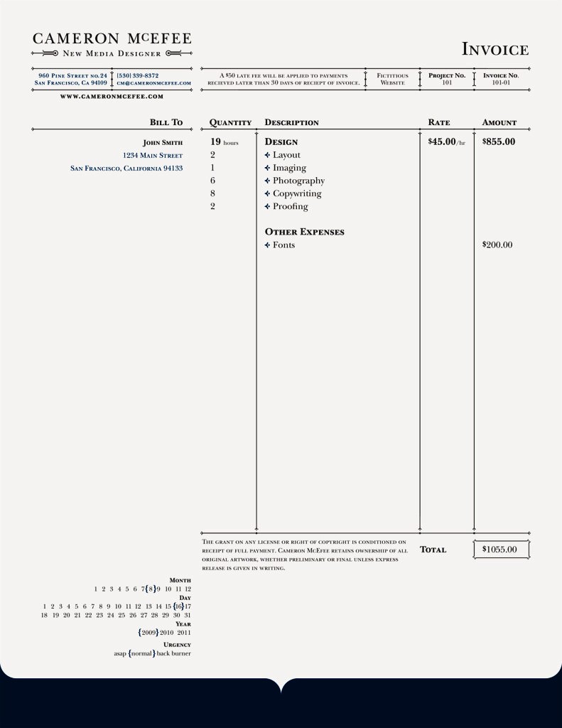 Contoh Faktur Invoice Tagihan dengan Desain 