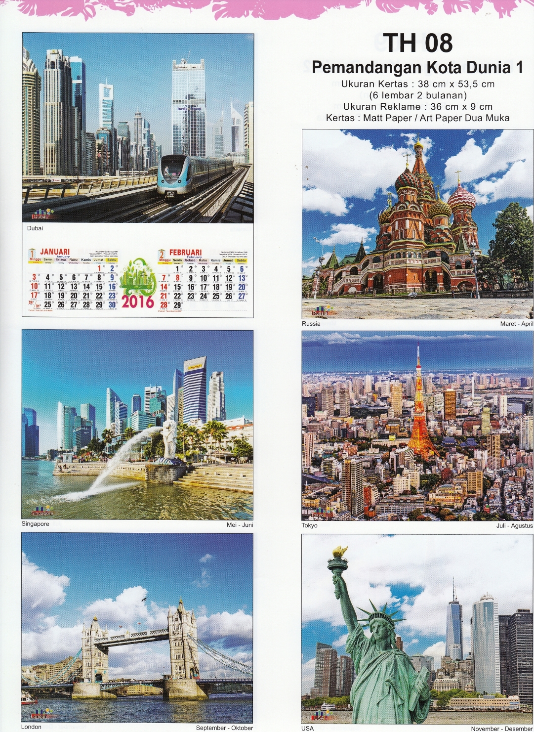 Tips Mendesain Foto Kalender Cetak - Kalender 2016 Pemandangan Kota Dunia 1