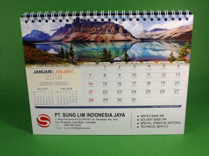 Kalender Meja 2018 PT Sung Lim Indonesia Jaya