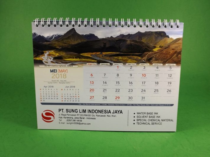 Kalender Meja 2018 PT Sung Lim Indonesia Jaya