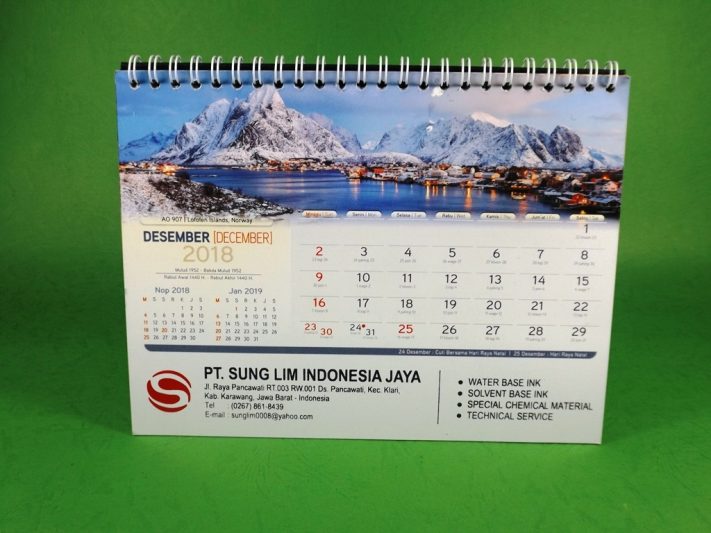 Kalender Meja 2018 PT Sung Lim Indonesia Jaya