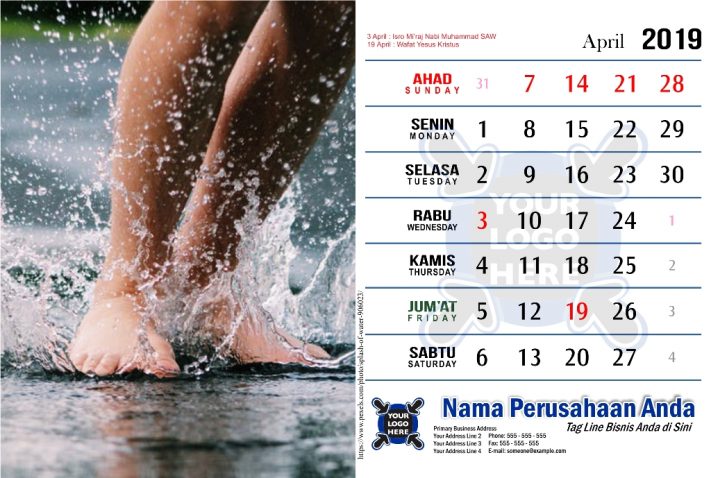 Template Kalender 2019 Free Download Tema Hujan PDF Jpg CDR Corel