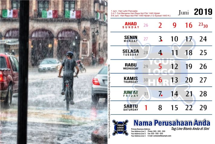 Template Kalender 2019 Free Download Tema Hujan PDF Jpg CDR Corel