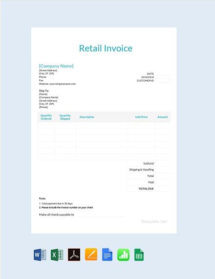 Template Invoice Faktur Format