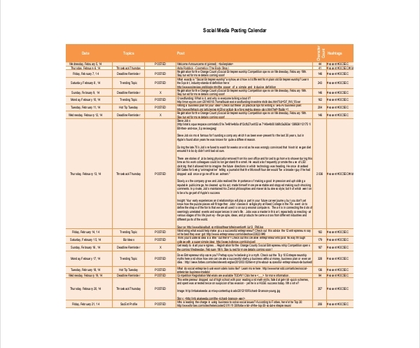 Template Kalender Media Sosial
