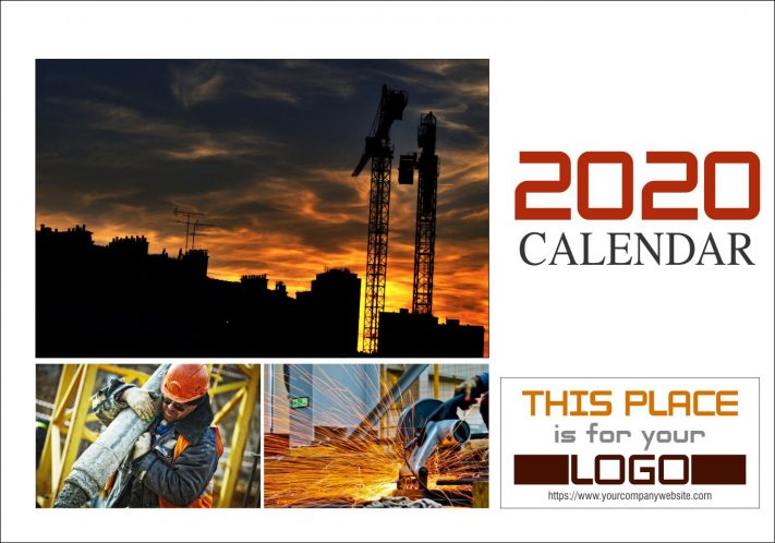 Kalender Meja 2020 Konstruksi Template