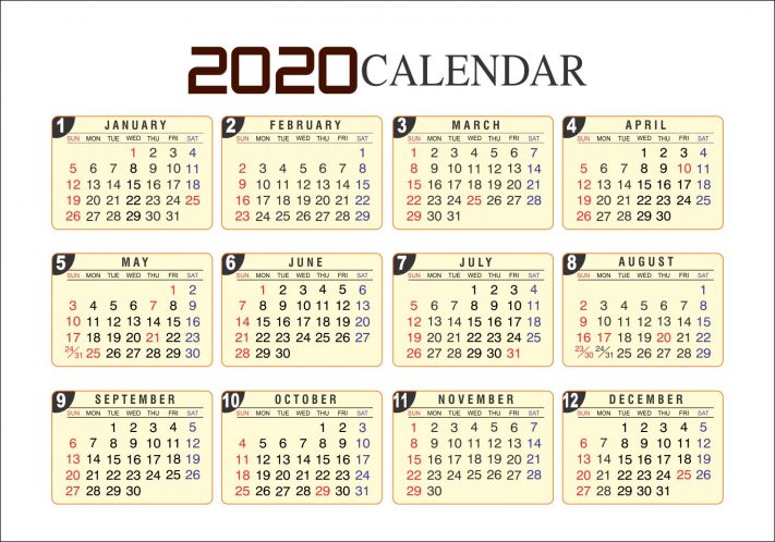 Kalender Meja 2020 Konstruksi Template