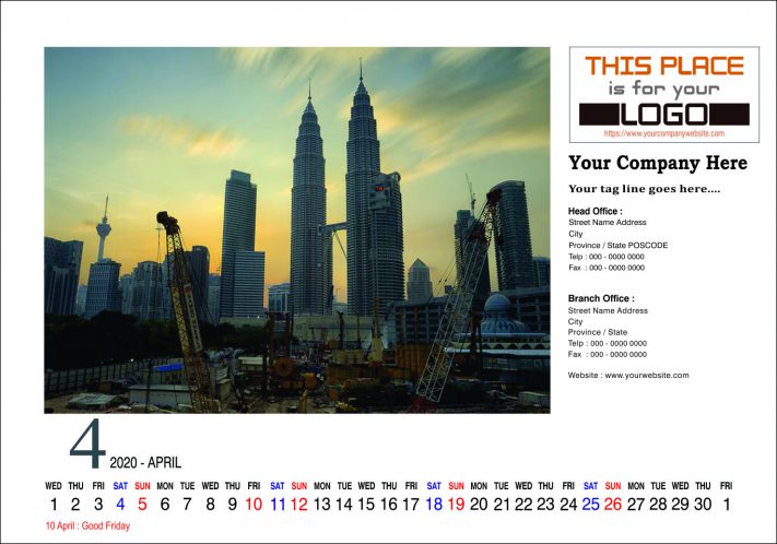 Kalender Meja 2020 Konstruksi Template
