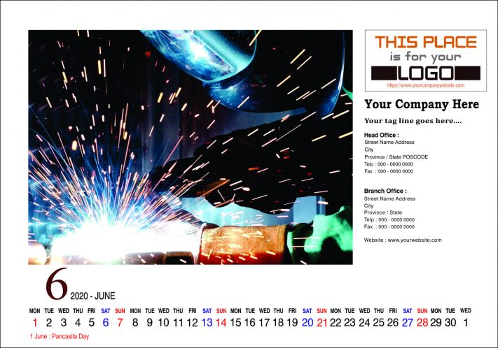 Kalender Meja 2020 Konstruksi Template