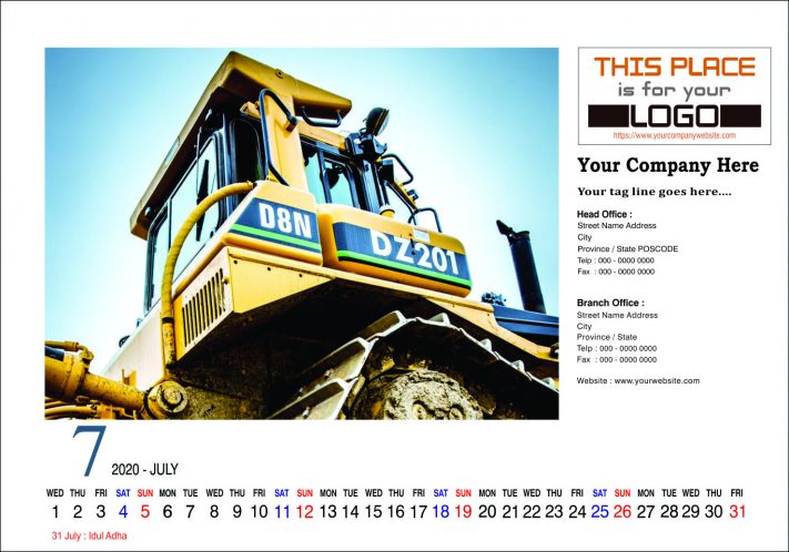 Kalender Meja 2020 Konstruksi Template