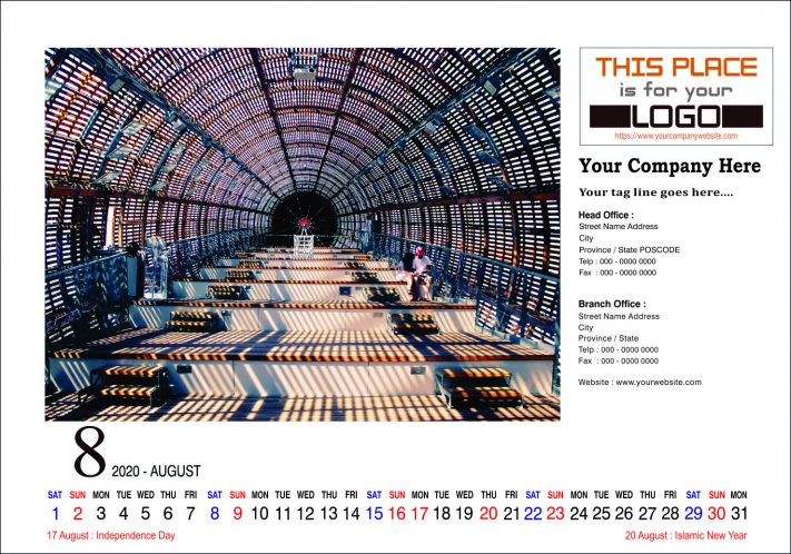 Kalender Meja 2020 Konstruksi Template