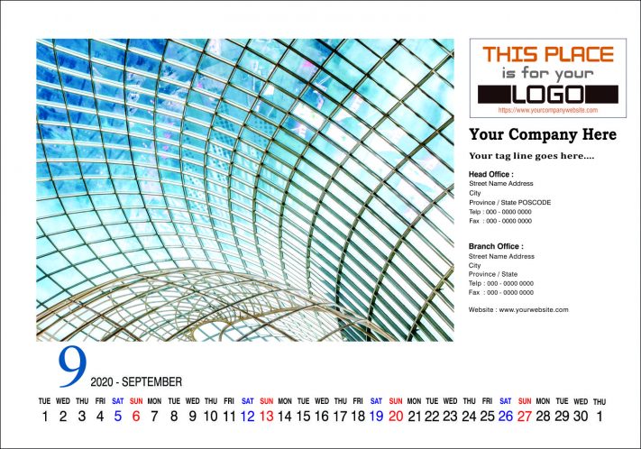 Kalender Meja 2020 Konstruksi Template