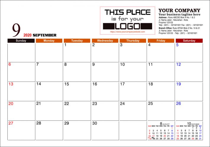Kalender Meja 2020 Konstruksi Template