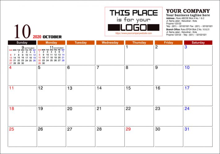 Kalender Meja 2020 Konstruksi Template