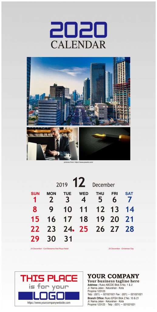Kalender Dinding 2020 Tema Bisnis Perusahaan Free Download Vector PDF