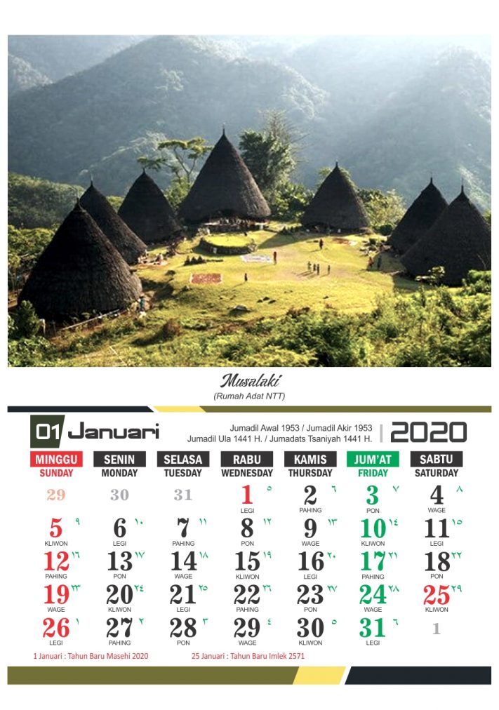 Kalender 2020 Rumah Adat Indonesia
