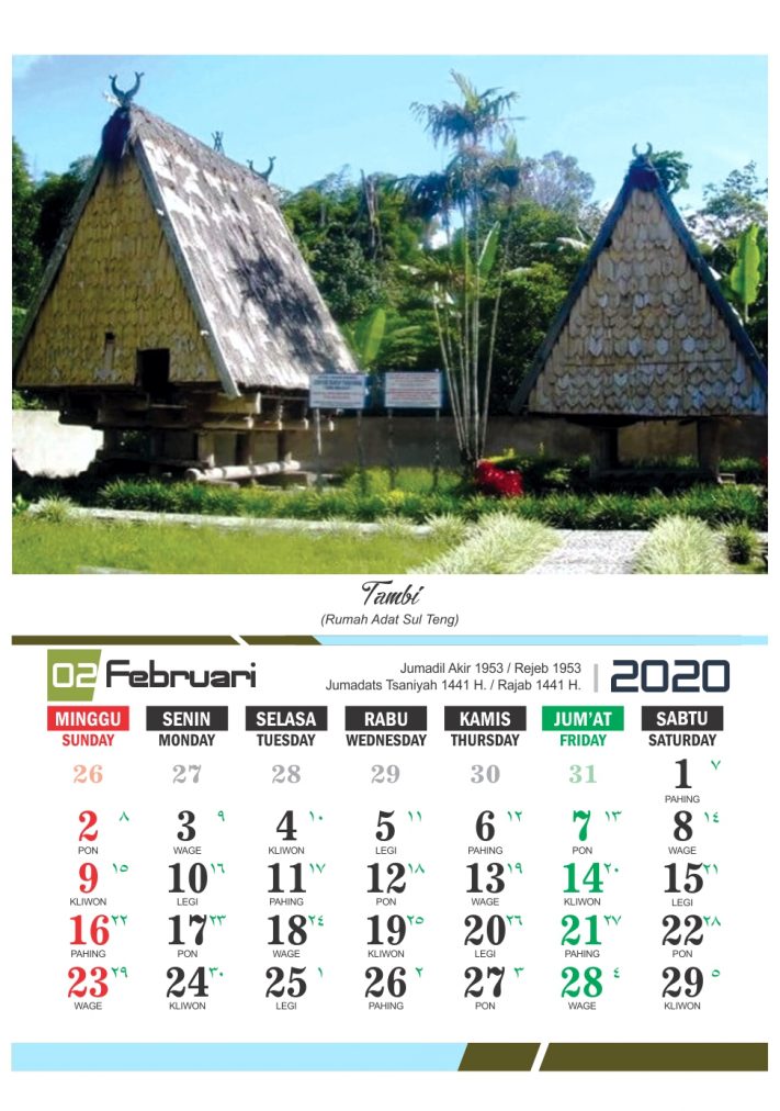 Kalender 2020 Rumah Adat Indonesia