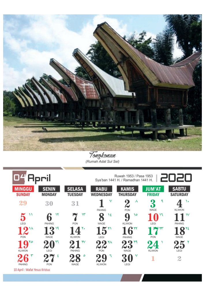 Kalender 2020 Rumah Adat Indonesia