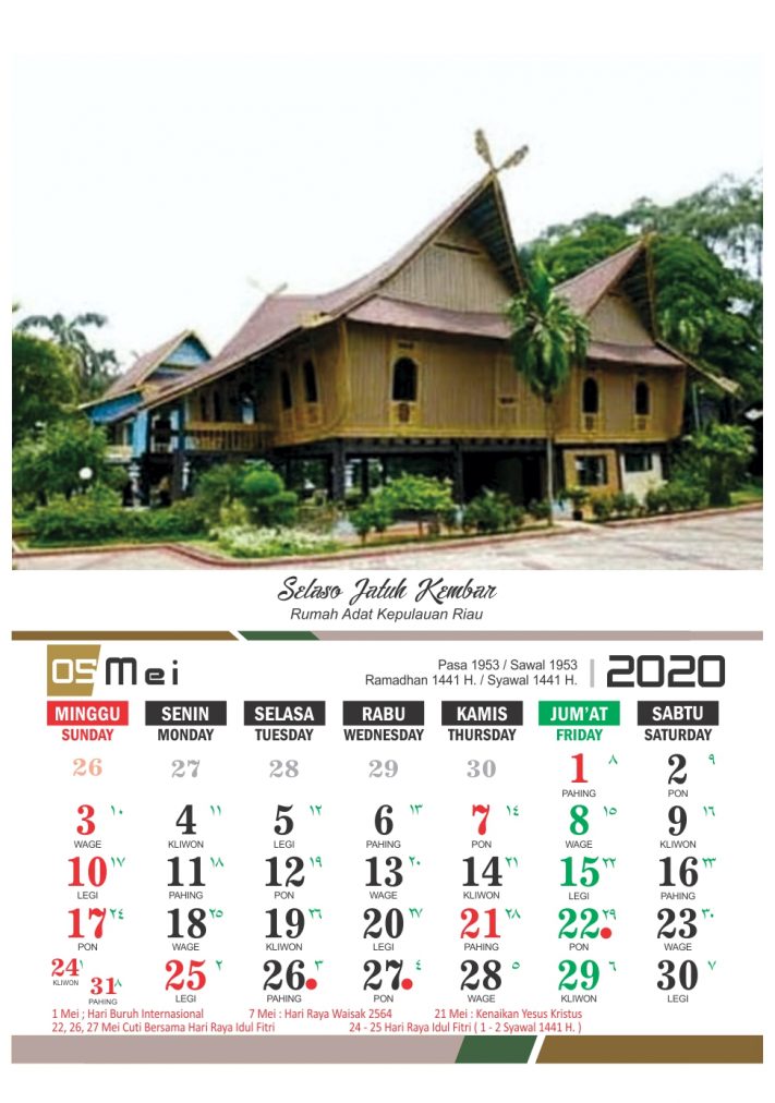Kalender 2020 Rumah Adat Indonesia