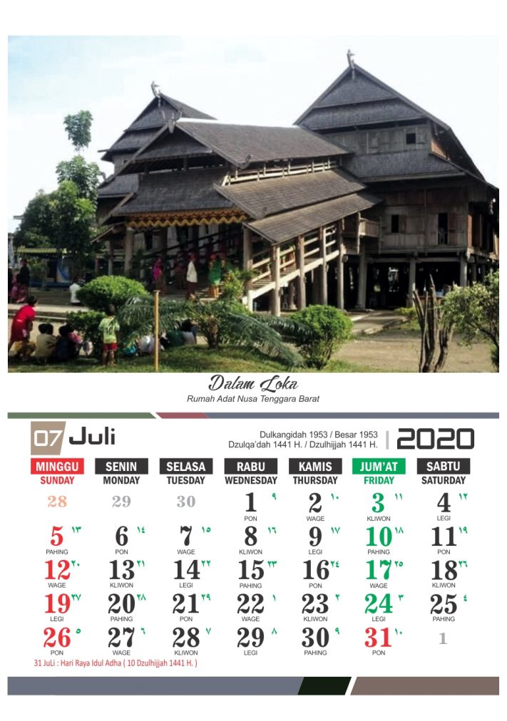 Kalender 2020 Rumah Adat Indonesia