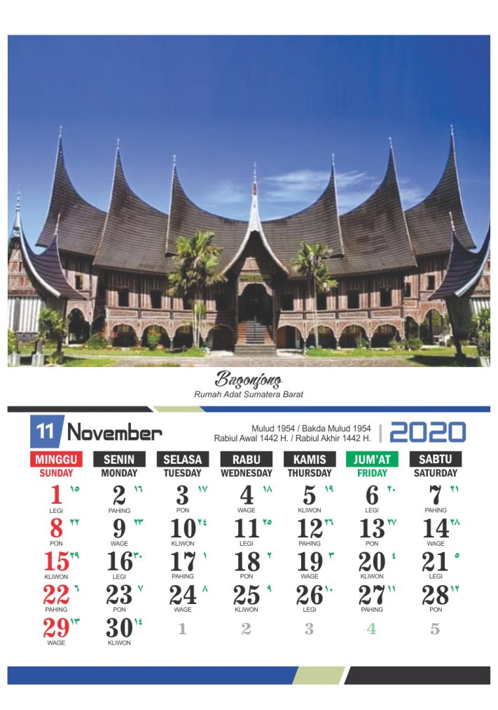 Kalender 2020 Rumah Adat Indonesia