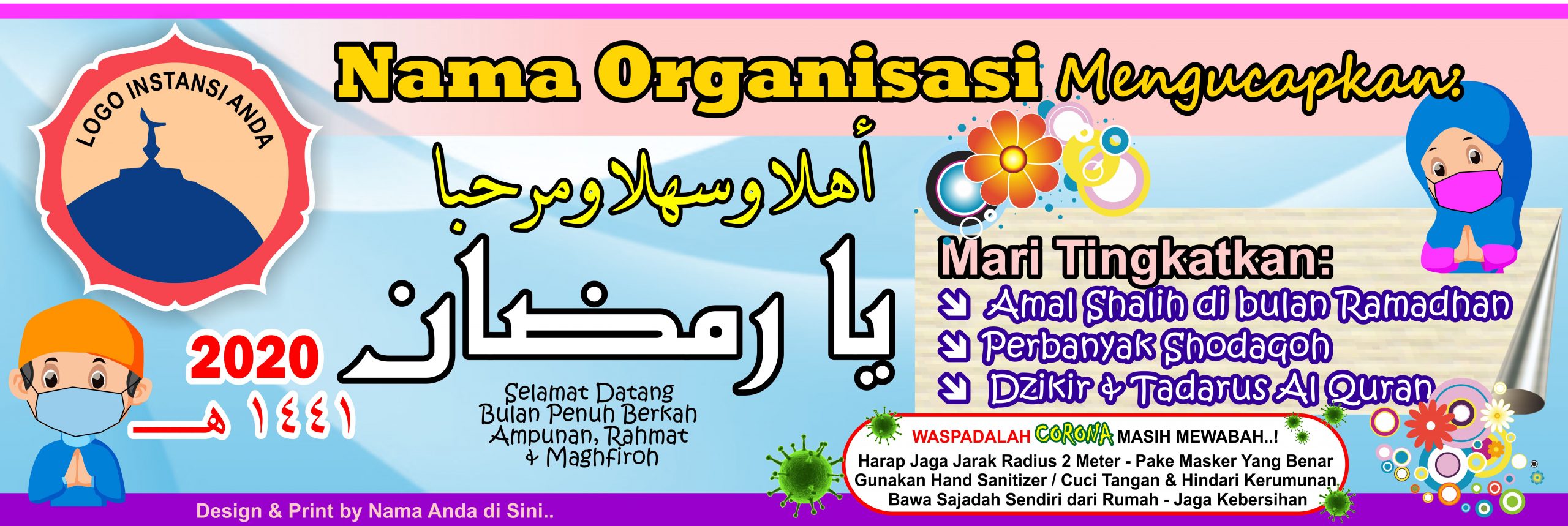 Banner Ramadhan 1441 2020 + Covid 19 Free Download Vector CDR Pdf