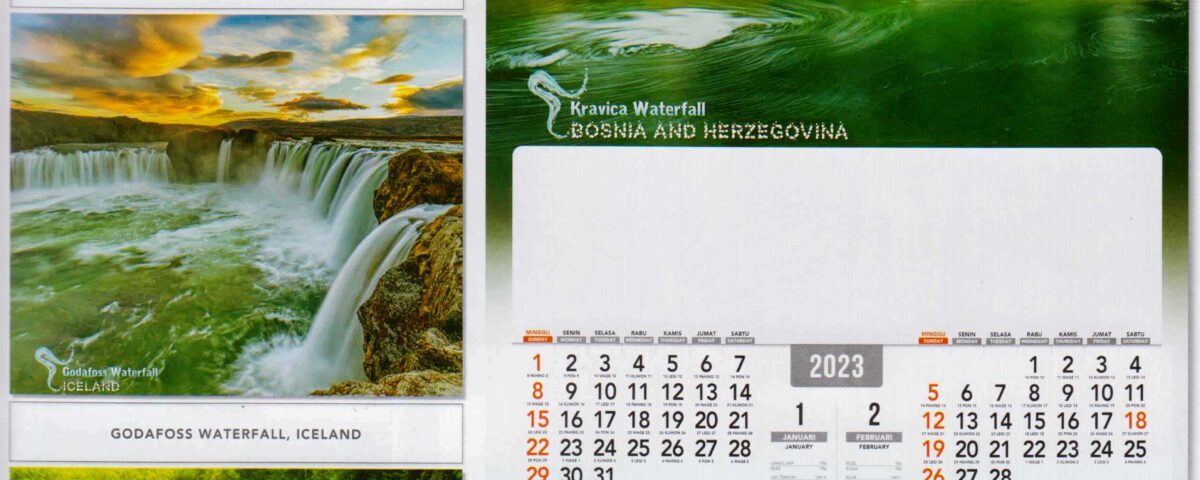 2023 Full Design Calendar Air Terjun Dunia