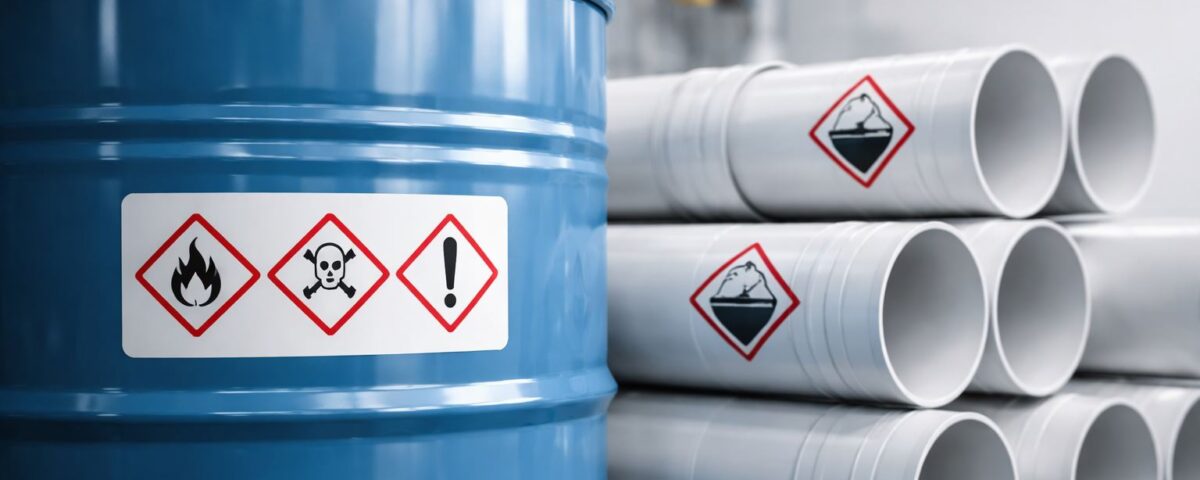 Penempatan label drum pipa yang tepat pada drum industri dan pipa PVC agar stiker tidak cepat rusak